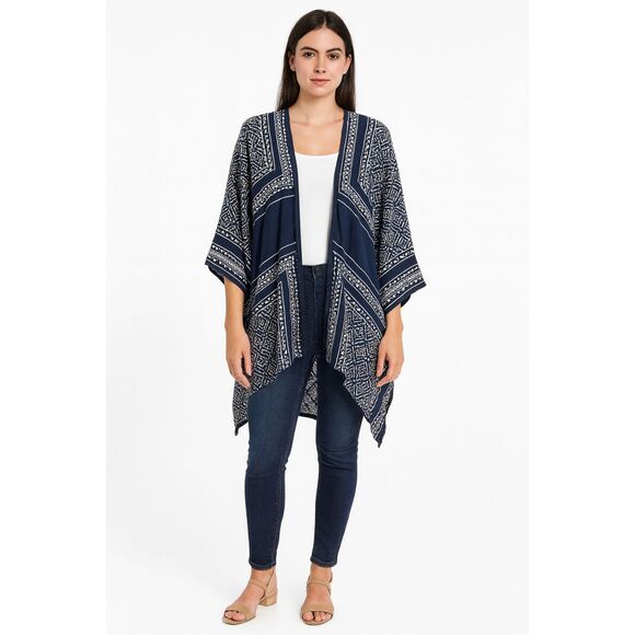 World Market Womens Navy Open Cardigan Size OS Boho Casual Preppy Short Sleeve - Picture 1 of 7